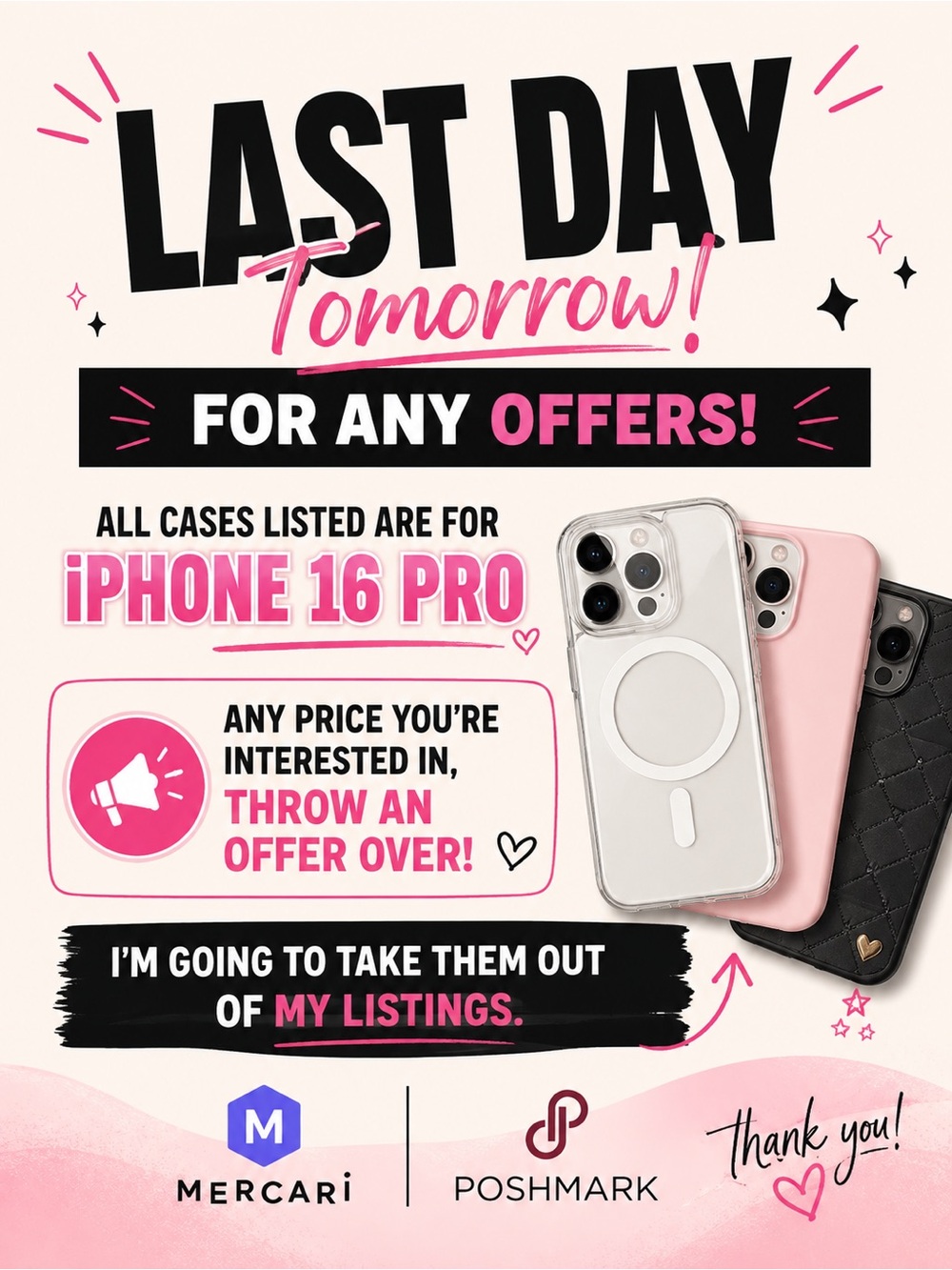 iPhone 16 Pro Clear MagSafe Case – Pink and Black Options